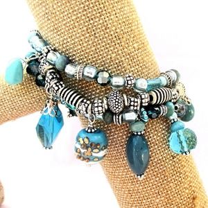 Teal Turquoise Stretch Bracelet Handmade